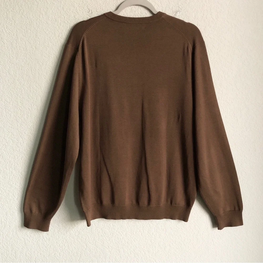 Brooks Brothers Mens V Neck Cotton Silk Sweater Large